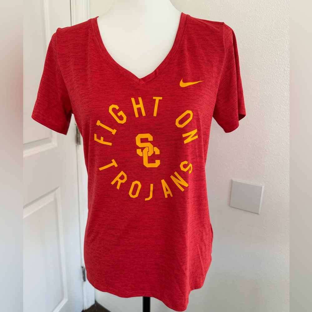 Women's Nike Red Dri-FIt V Neck USC T-Shirt